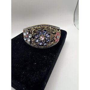 Signed Heidi Daus Glamorous Garden Crystal Cuff Bracelet